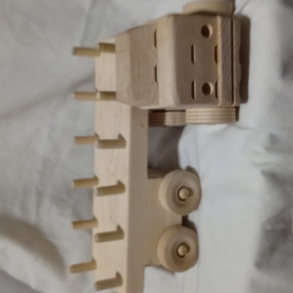 AVAILABLE-Handmade wooden Semi with trailer. 3.5" tall x 12" tall with trailer. - Picture 6 of 6